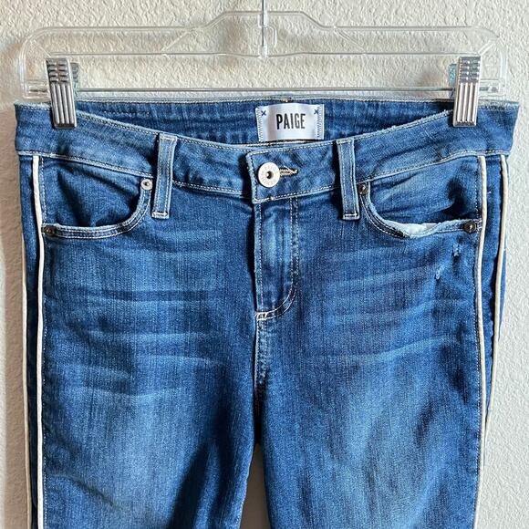 Paige Verdugo Ankle Skinny Jeans Women's 29 Mir Rise Side Stripe Stretch Denim - Picture 2 of 7